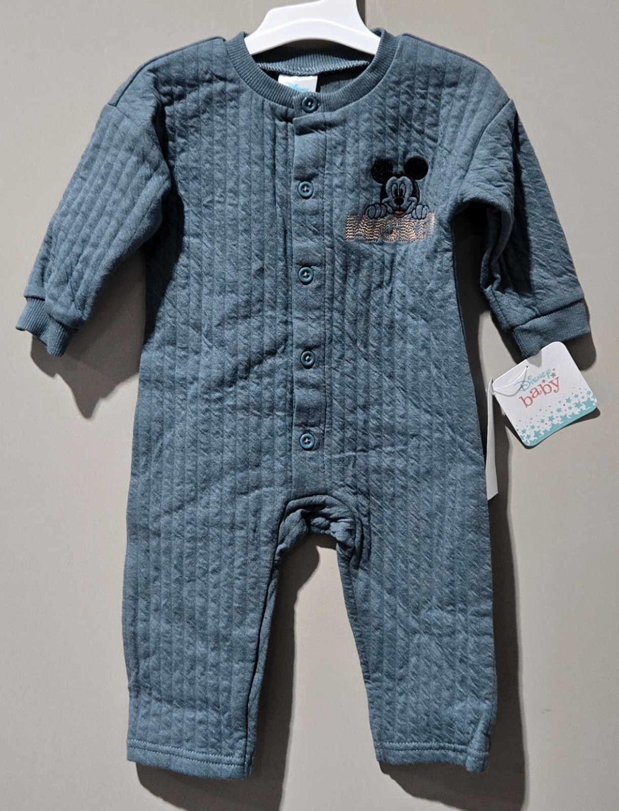 Disney Baby Mickey Mouse Embroidered & Textured Pale Blue Bodysuit — Newborn