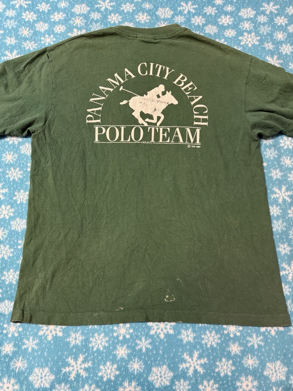 Vintage 80s Panama City Polo Team Mens T-shirt Size Large Green Made In USA 1982