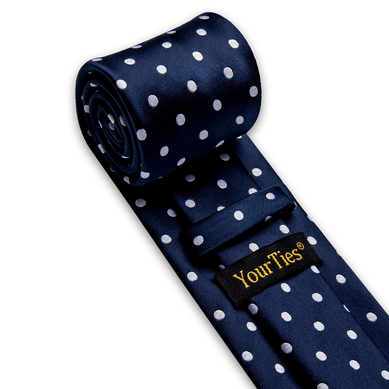 Blue Mens Tie Set Silk Polka Dot Necktie with Lapel Pin Pocket Square Cufflin…