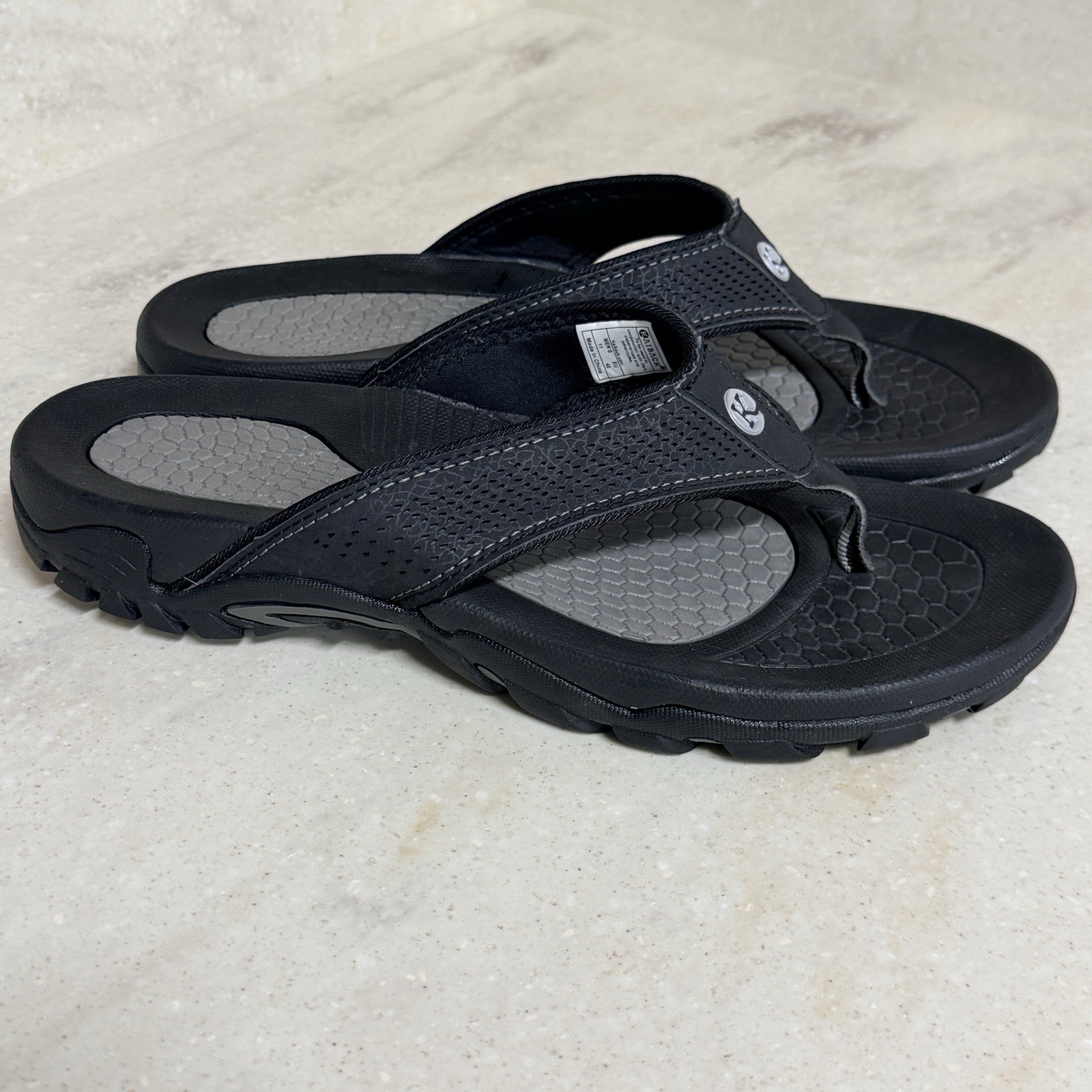 Kaiback Outdoor Sandals Men’s 11 Beach & Sport Flip Flop with Tough Tread Black