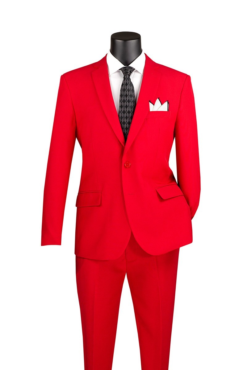 Vinci Men’s Regular Fit 2-Piece Solid Color Suit