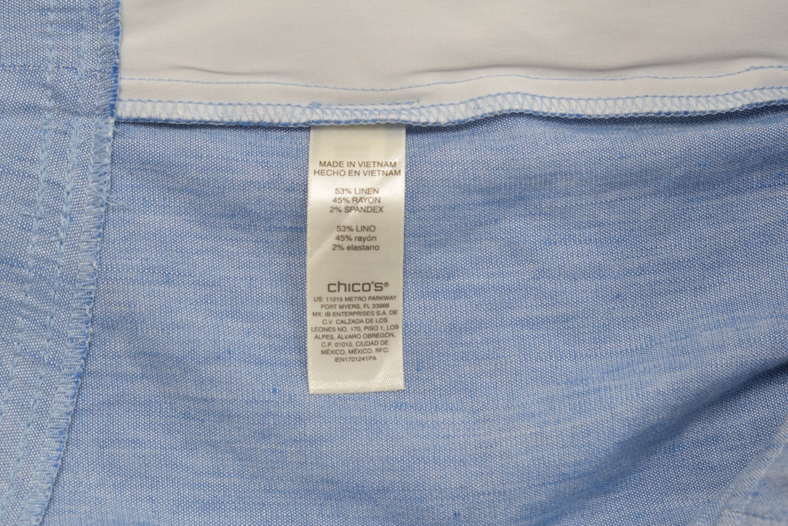Chico’ s Women’s Pull On Linen Blend Straight Crop Pants Blue Size 3.5 (18)