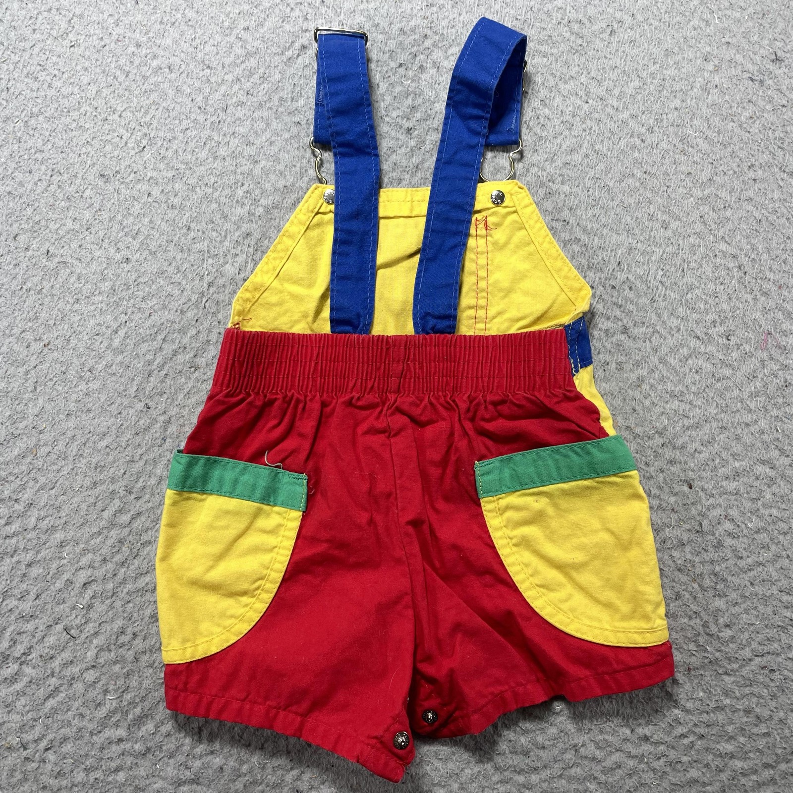 VTG 80s OshKosh B’gosh Bib Overalls Infant Boys 6-9M Multicolor Colorblock USA