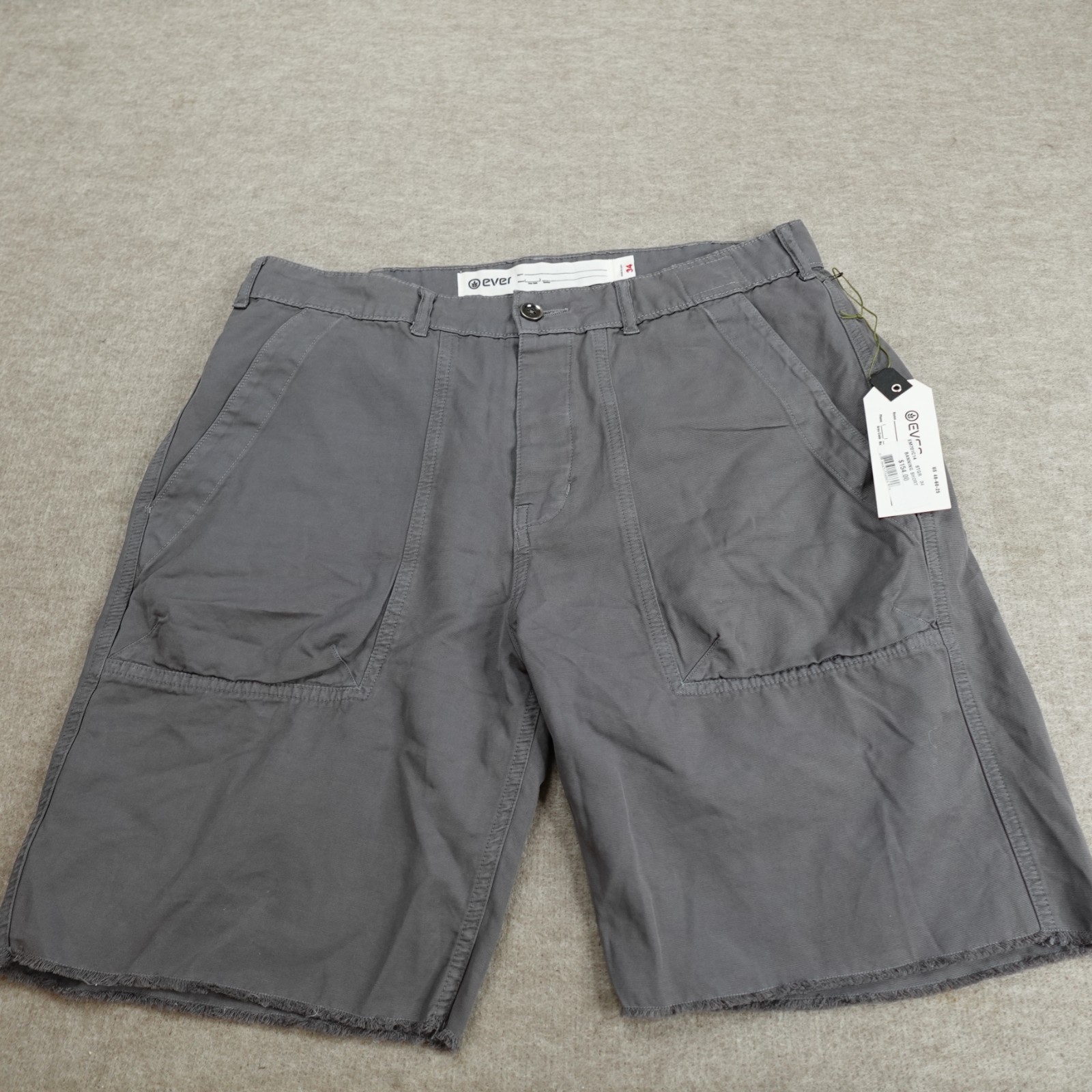 Ever Shorts 34 Gray Solid 7″ in Cotton Banning 8.5″ in Made in USA NEW