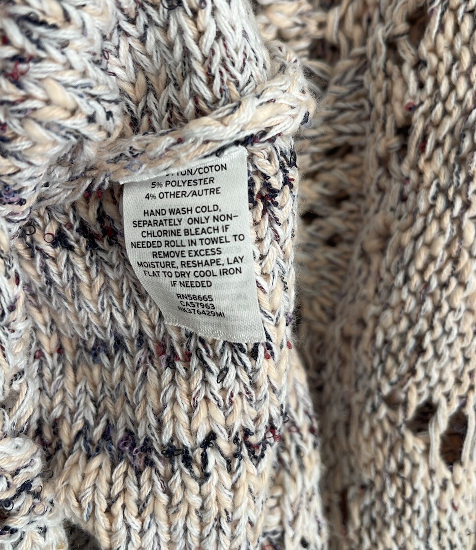 Melrose Market Pink Tropics Combo V-Neck Chunky Sweater NEW Womens Size Large