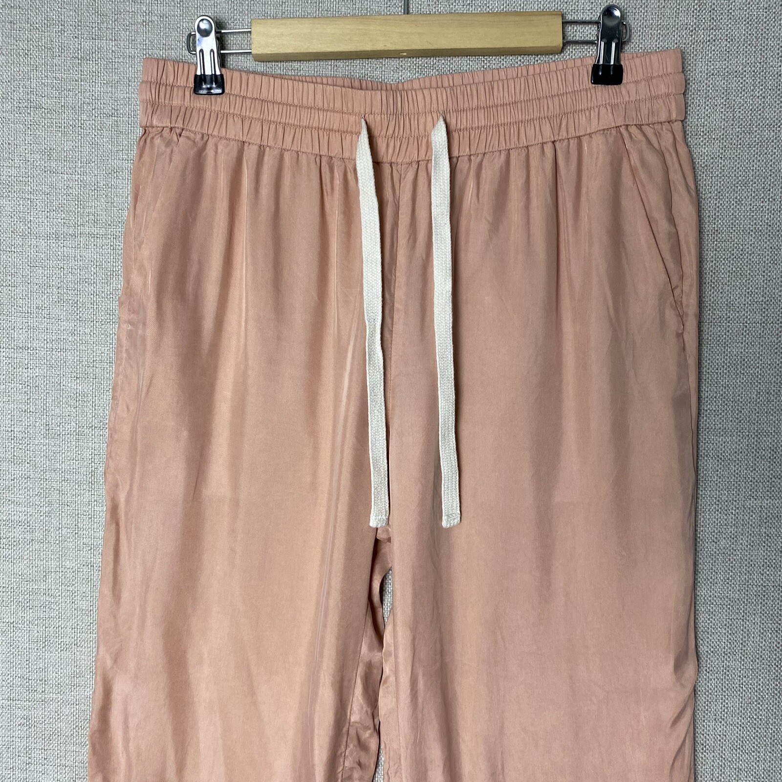 J Crew Eco Cupro Jogger Pants Size 8 Warm Taupe Drawstring Smooth Feel Elastic