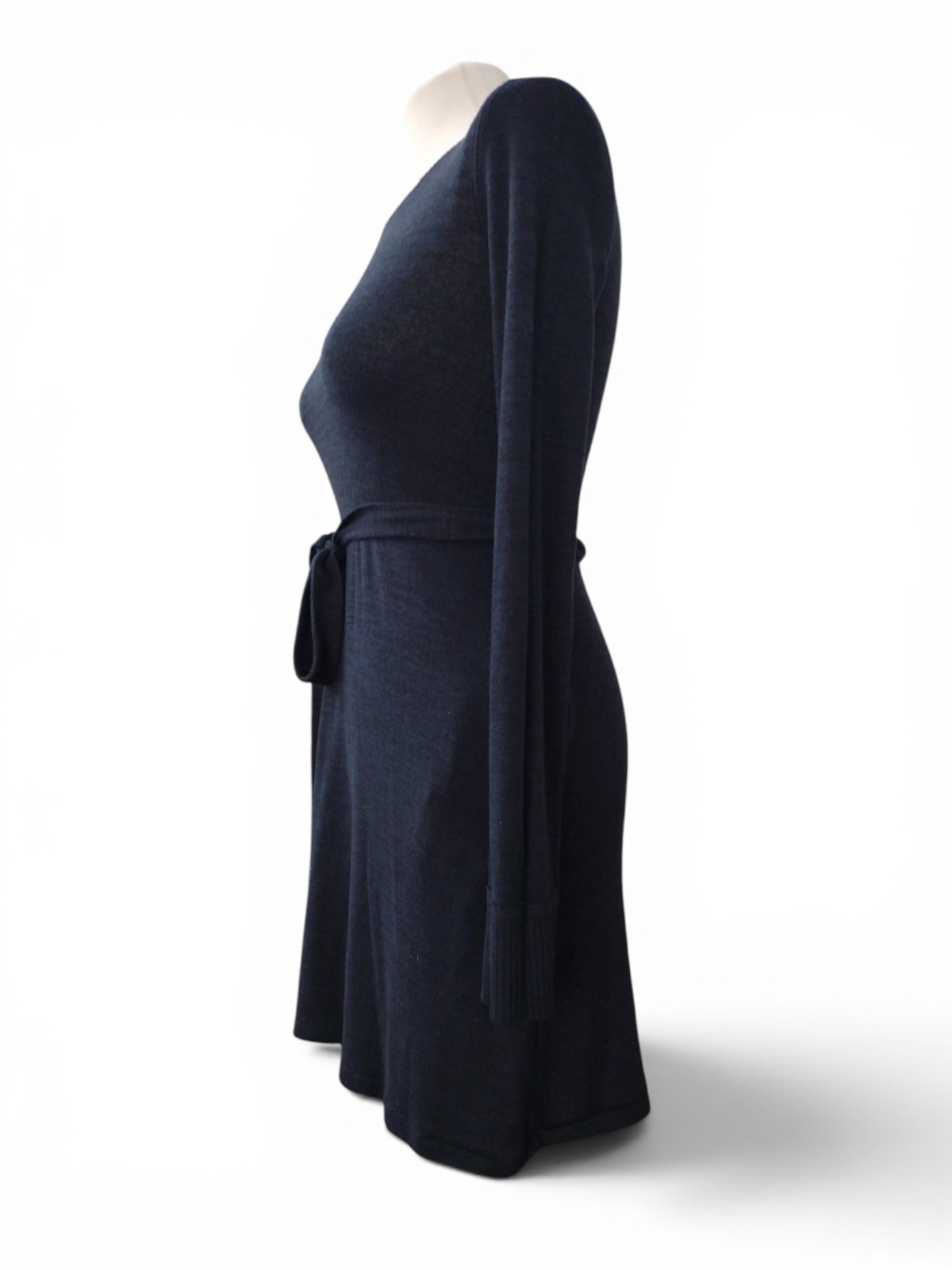 Abercrombie & Fitch Navy Blue Knit Tie-Waist Dress Long Sleeve Pockets…