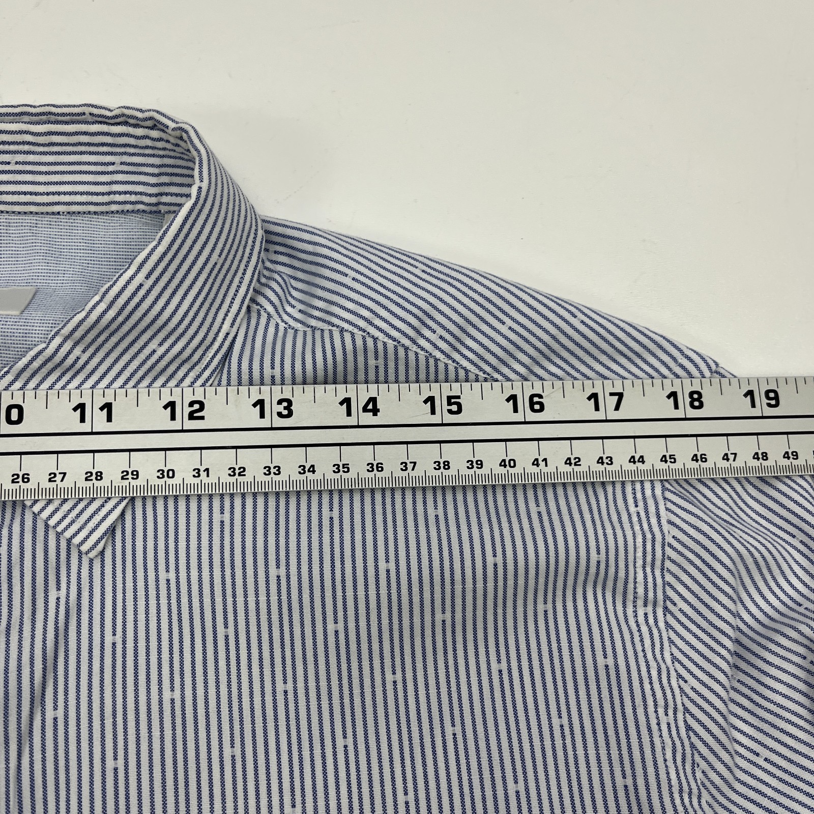 Massimo Dutti Shirt Button Down Blue Stripe Long Sleeve Flip Cuff Mens Sz L