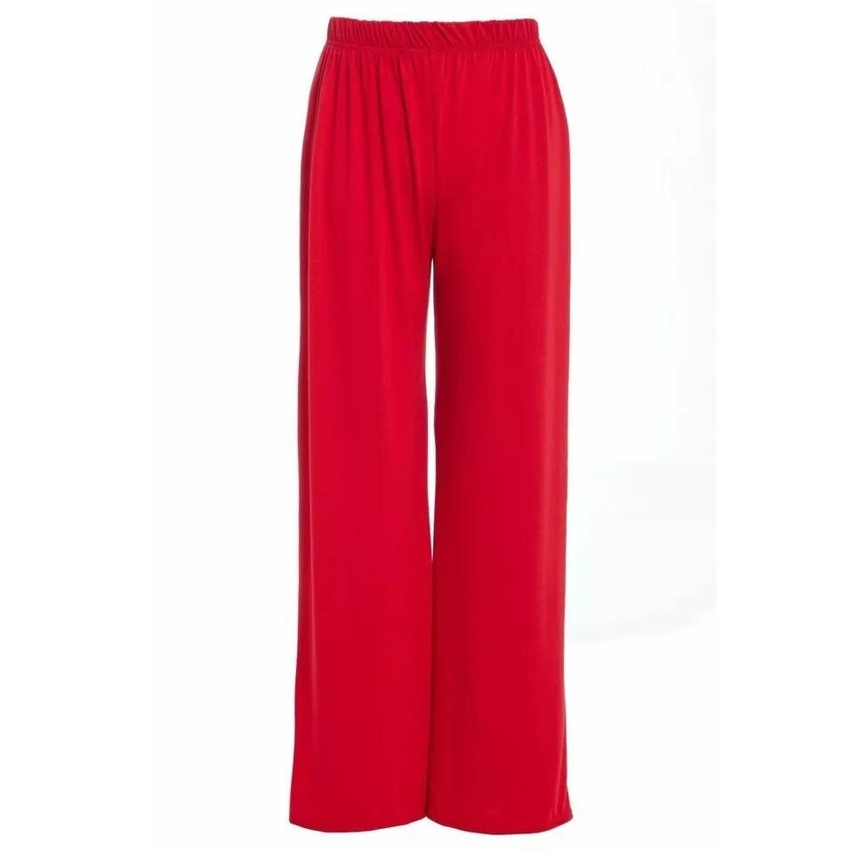 Ladies Palazzo Wide Leg Flared Elasticated Stretch Plain Trousers Womens Wide