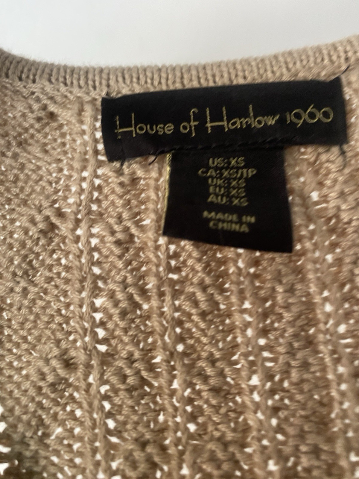 House of Harlow 1960 Beige Cable-Knit V-Neck Button-Up Sweater Vest XS