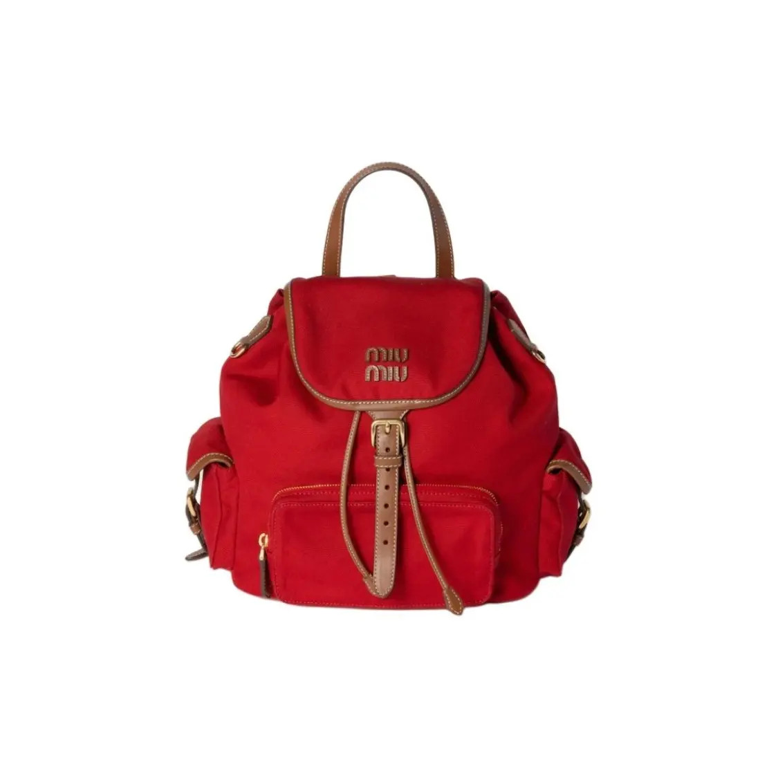MIU MIU Cotton Backpack Regular Women’s Red Brandy 9.8×4.9×11.6 in