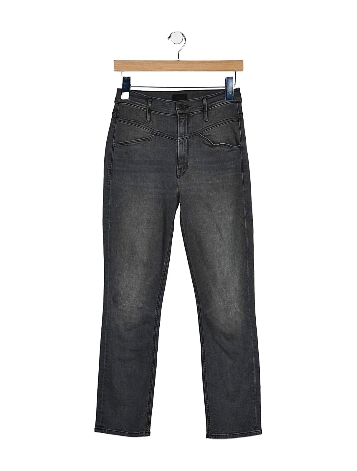 MOTHER Grey The Dazzler Crop Straight Jeans Made USA Stretch Black Tag Est$228 2