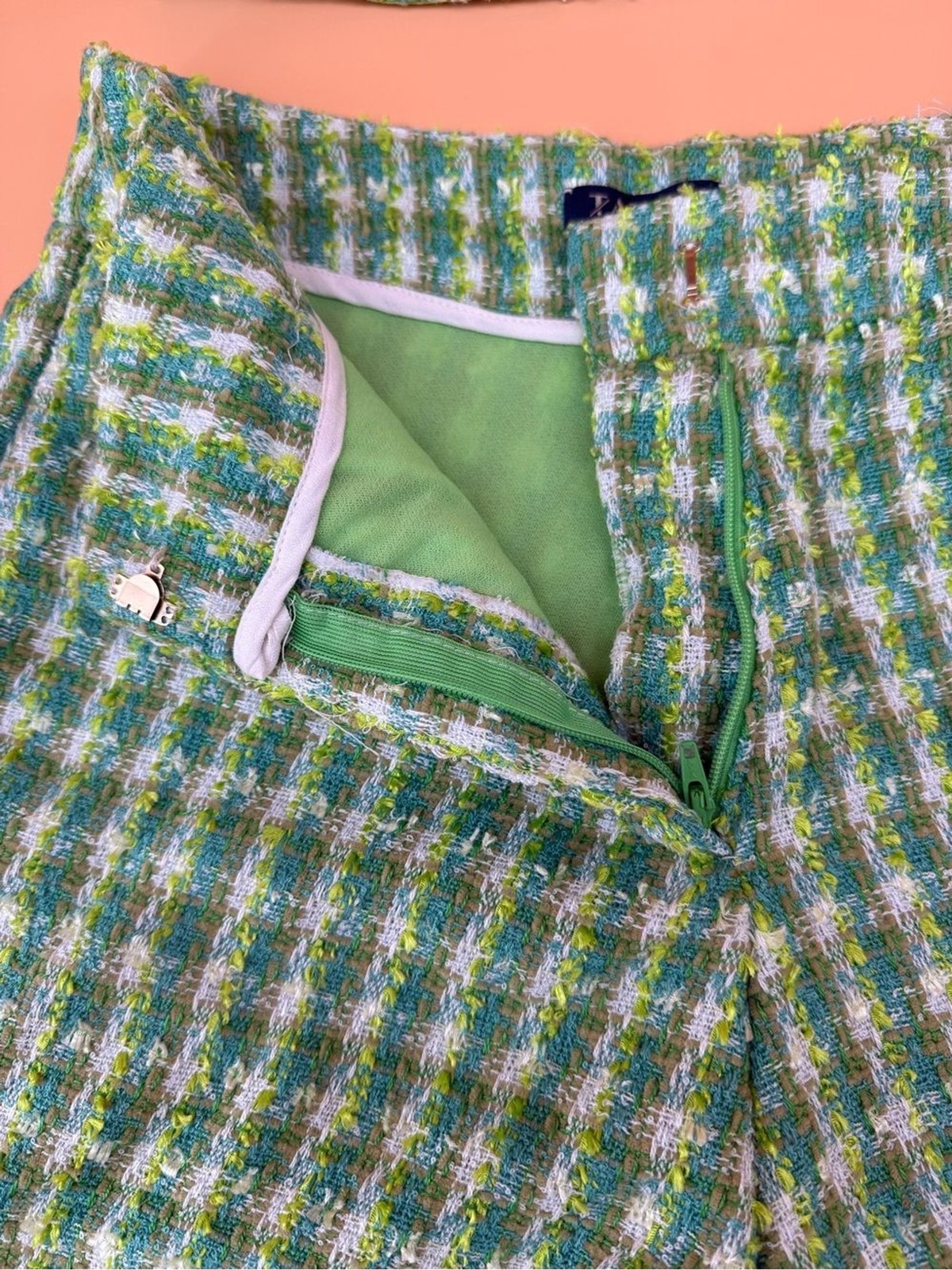 Brazilian Boutique Brand Aesthetic Green Tweed Crop Top and Shorts Set
