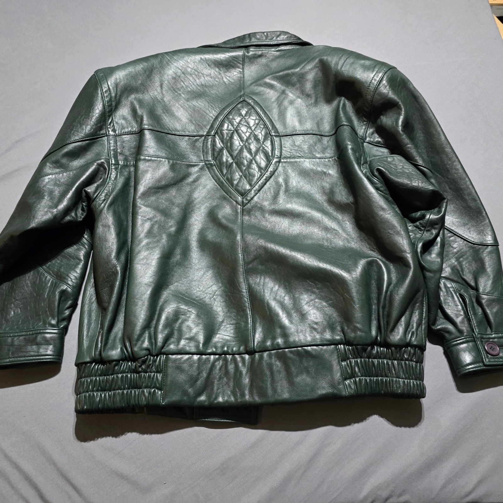 Greg Adams Leather Bomber Jacket Women Large Green Thinsulate Vintage Lined