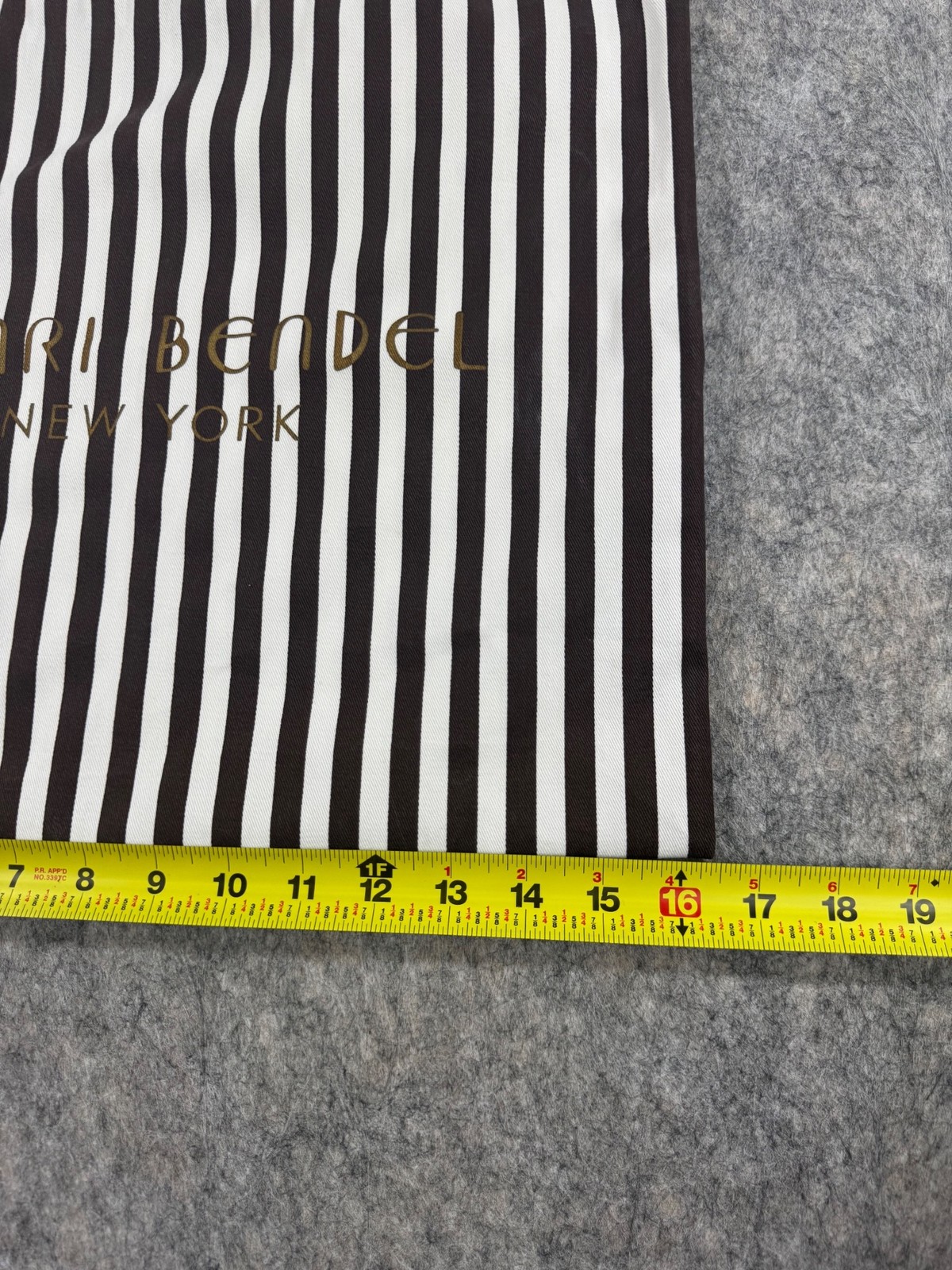 Henri Bendel Dust Bag Brown White Stripe 15×16 Drawstring