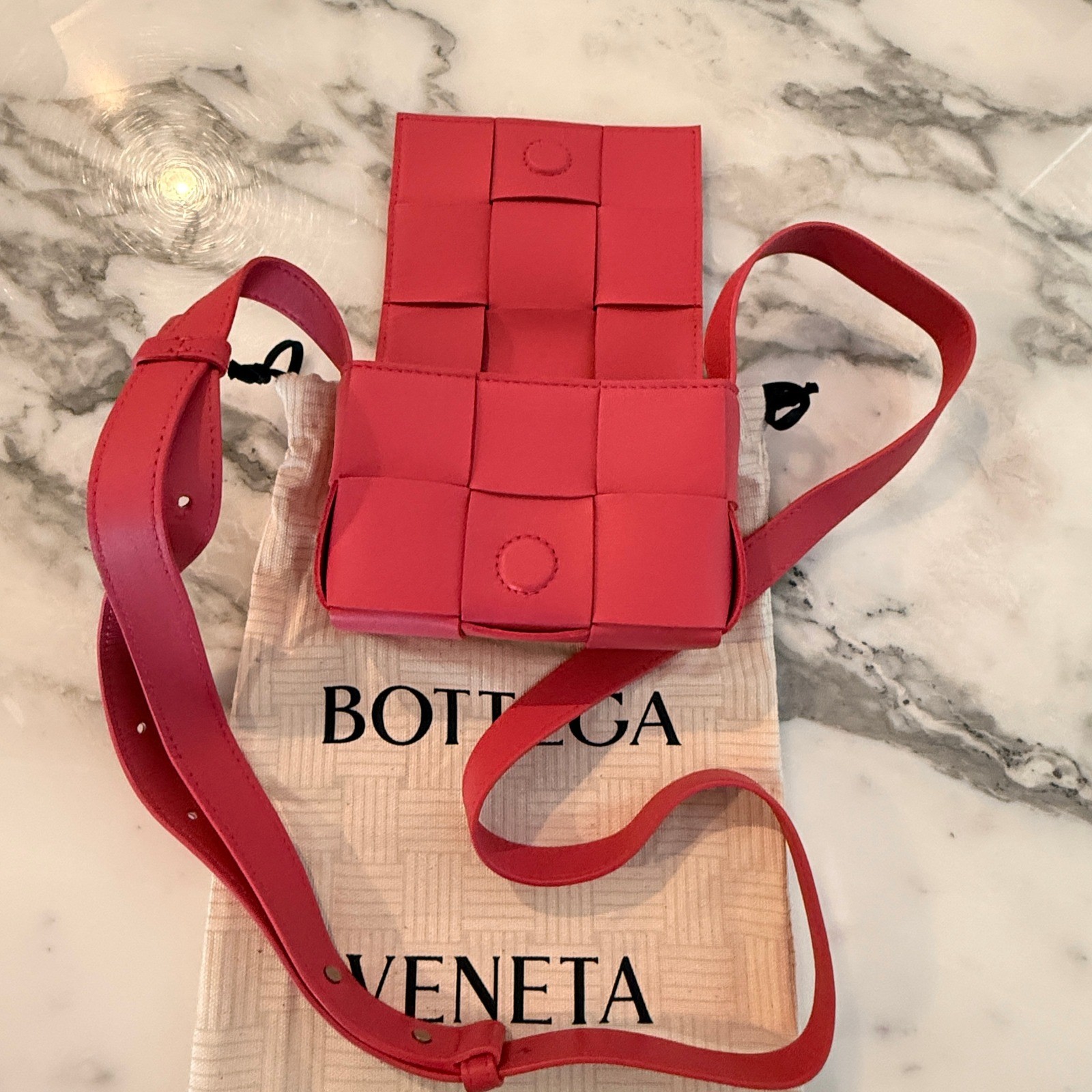 Bottega Veneta Cassette Wallet on Strap Pink Lambskin Maxi Intrecciato Bag NWT