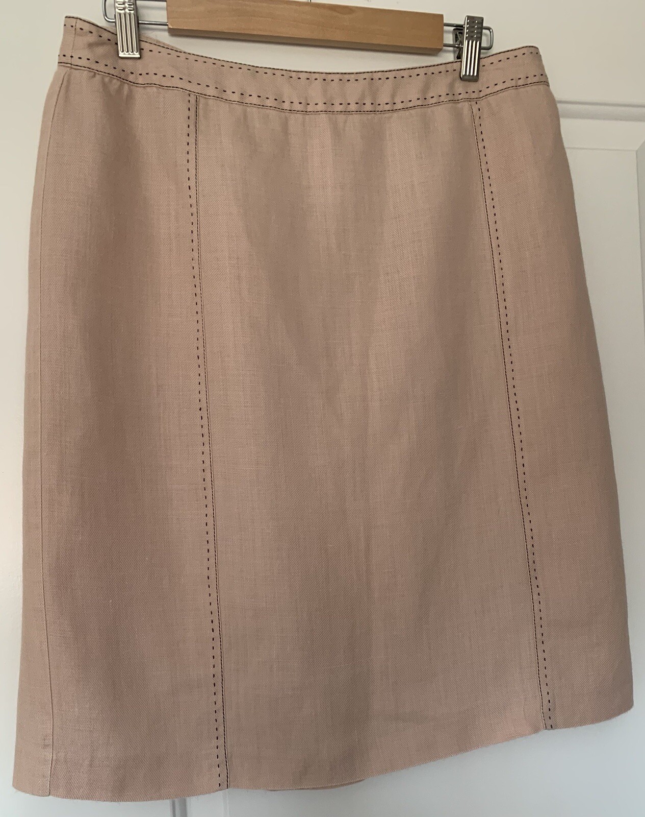 Next Tailoring 100% Ramie Skirt Size 14 Lined Pale Pink Pleated Smart Stylish