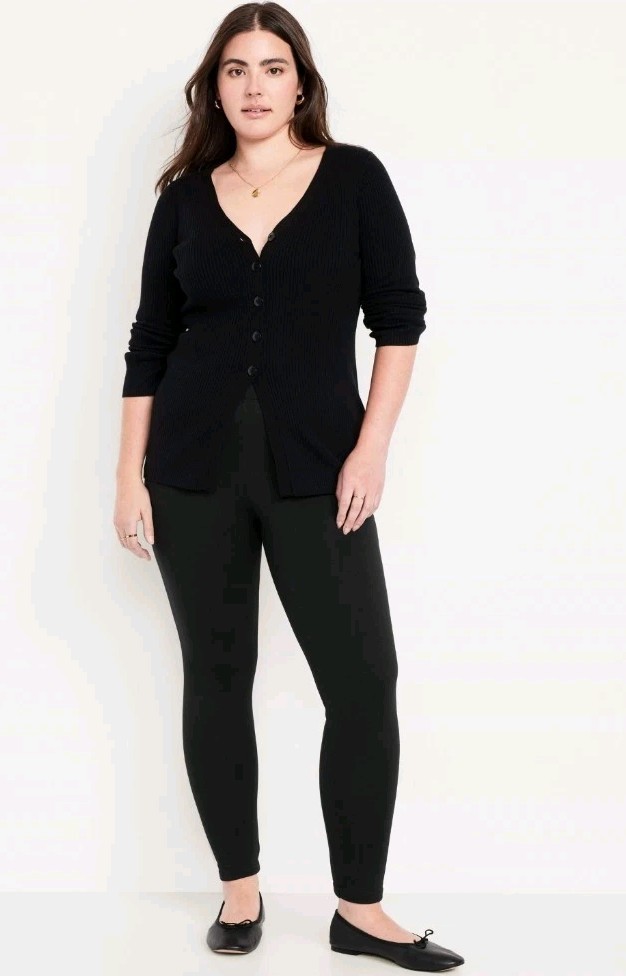 Old Navy Womens Plus Size Black High Waisted Fleece Lined Leggings Size 3X