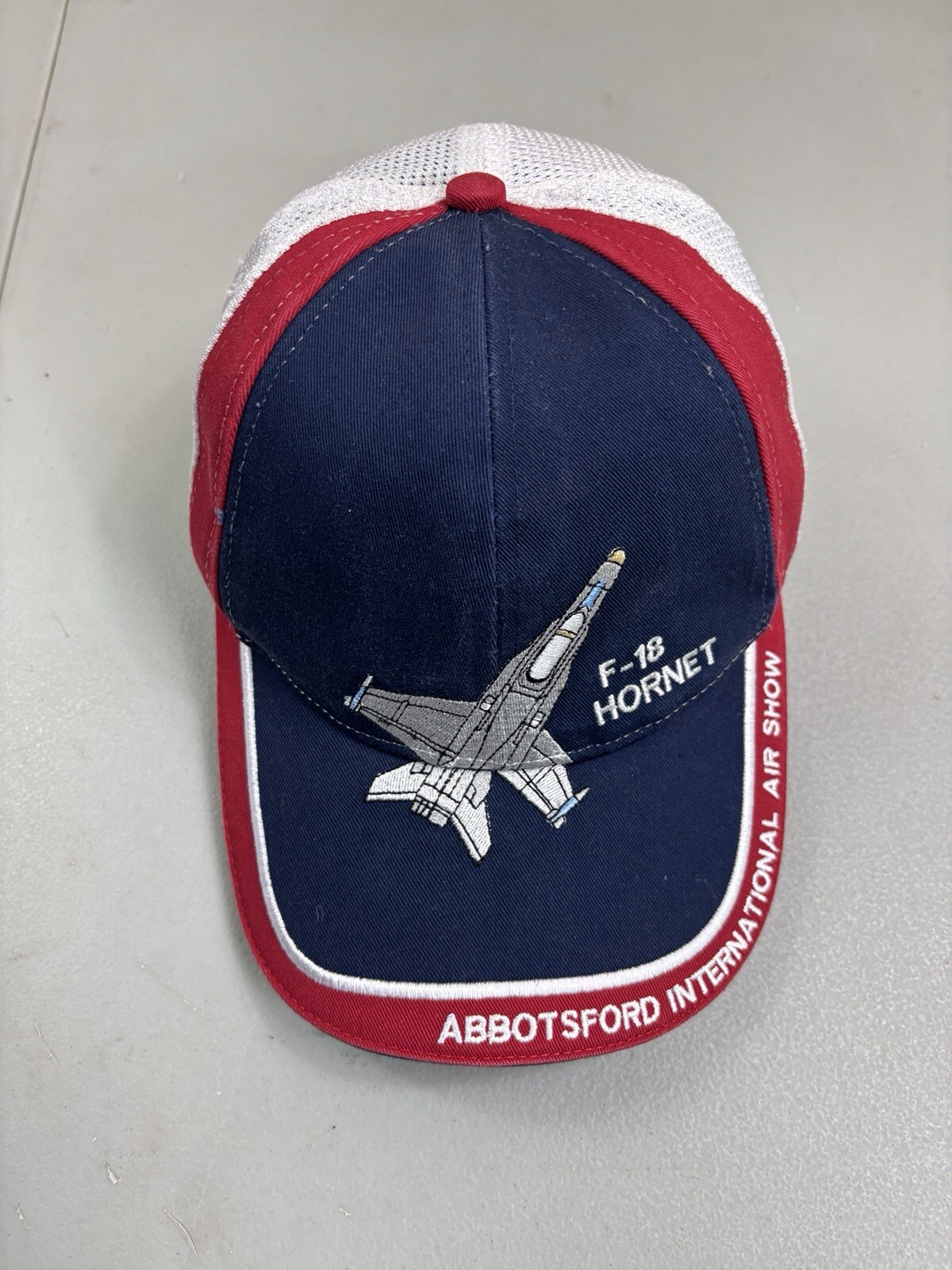 F-18 Hat US Air Force Strap-back Cap Red White Blue Mesh Back Abbotsford Show
