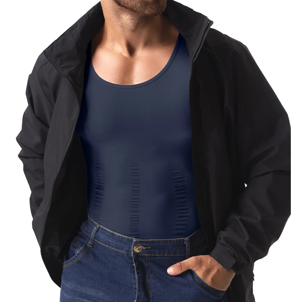 3 Pack Mens Compression Shirt Slimming Body Shaper Vest Tummy Control Shapewear