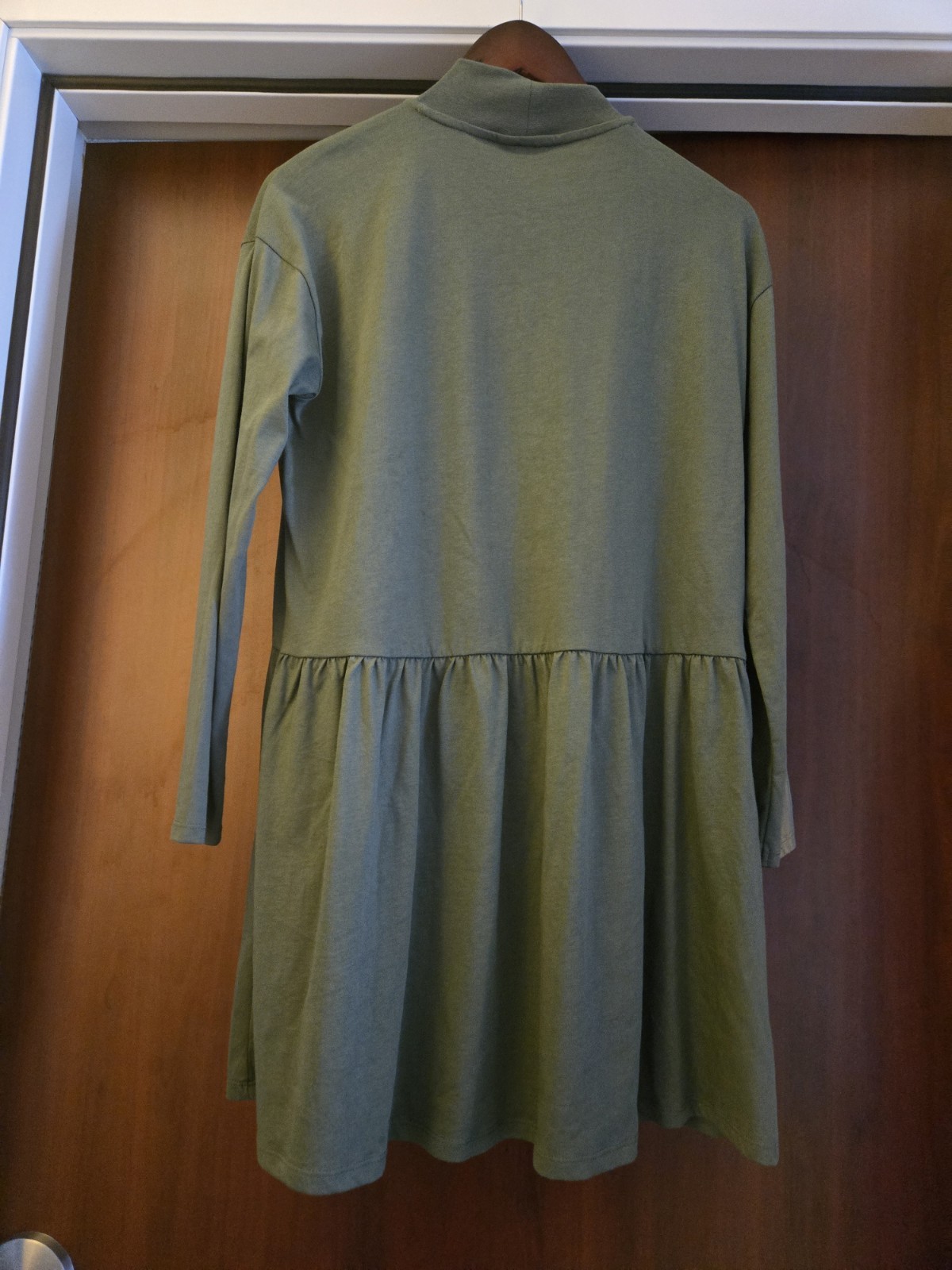 ASOS Brave Soul Petite Lizzie High Neck Smock Dress Khaki Green US 2 100% cotton