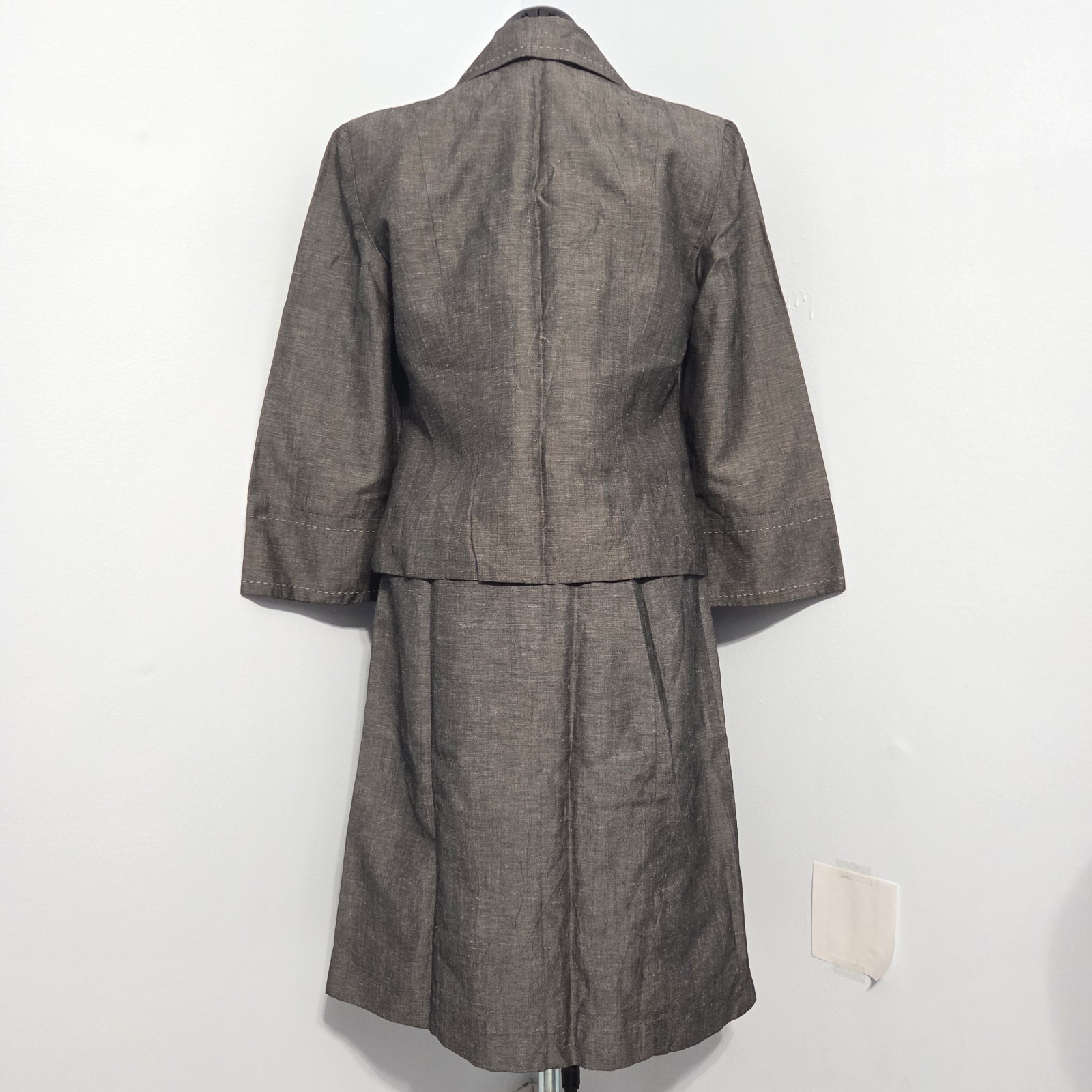 Willi Smith Y2K Gray Linen Blend Skirt Suit Set Size M