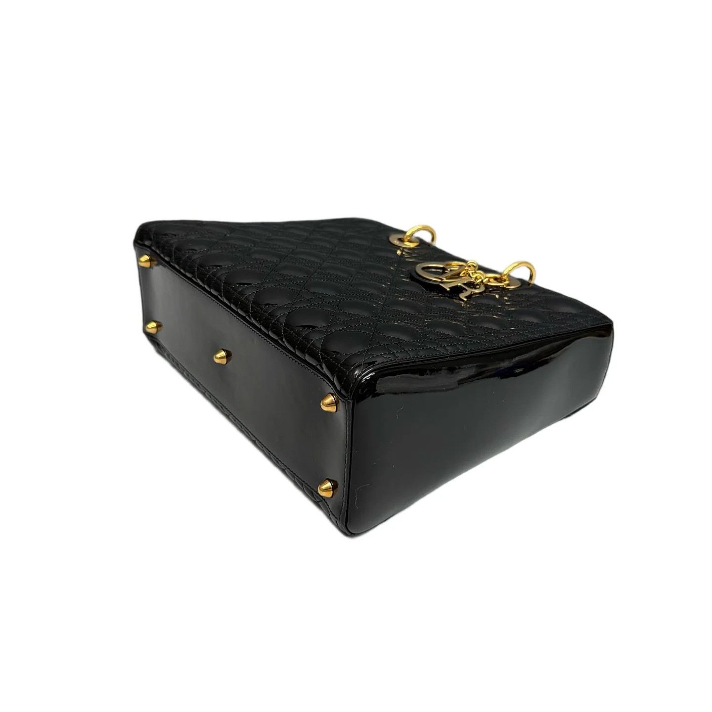 Dior Large Lady Dior Black Patent Calfskin (zs060526a5r)