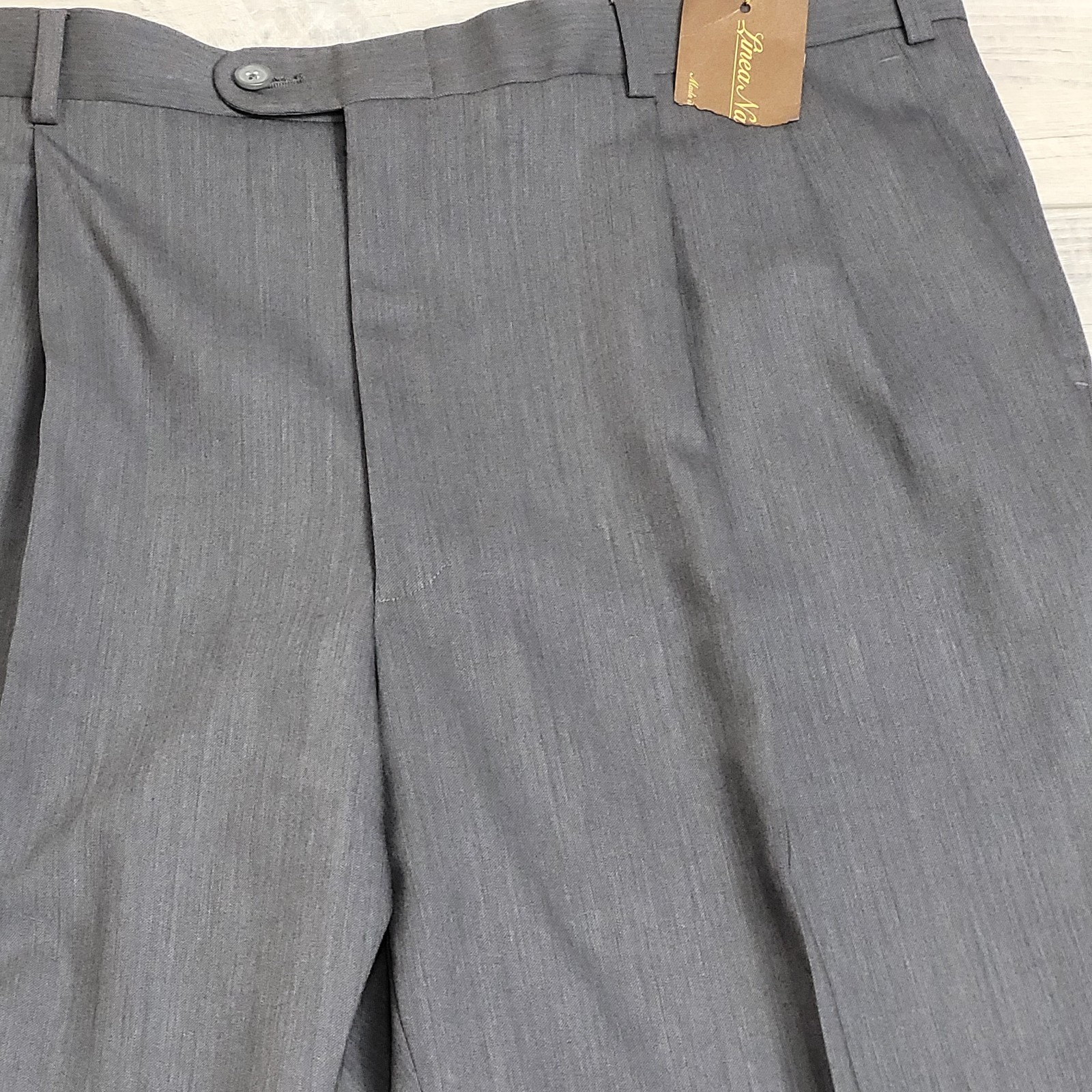 NWT Linea Natruale Pants Men 40 Gray 100% Wool Super 110’s Pleated Unhemmed