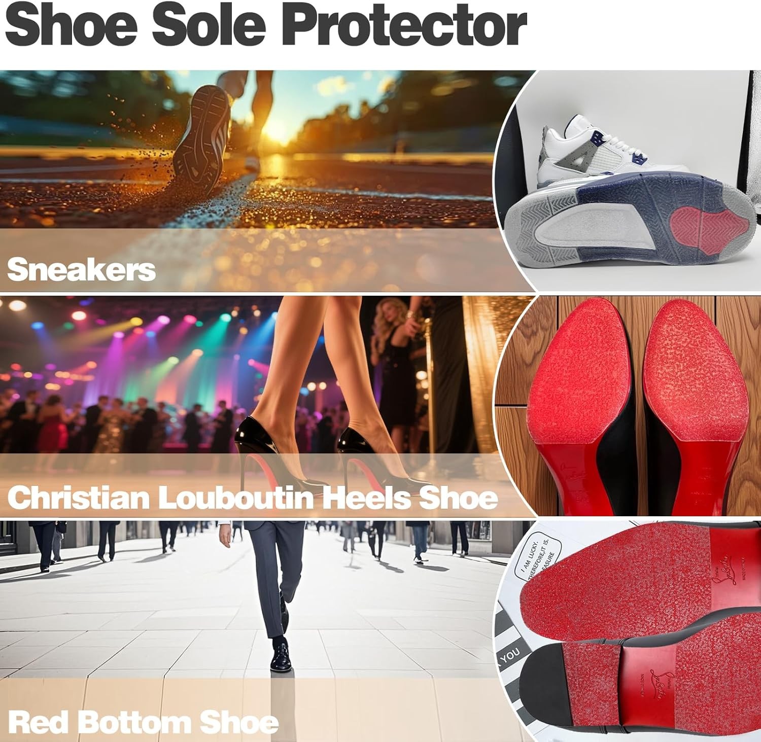 Sole Protector for Sneakers 2 Pack Transparent Shoe Sole Guard Anti-Slip Durable