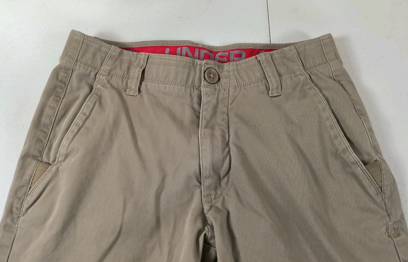 Under Armour Men’s 32/29.5 Knit Khaki Pants Beige Tan98% Cotton 2% Elastane READ