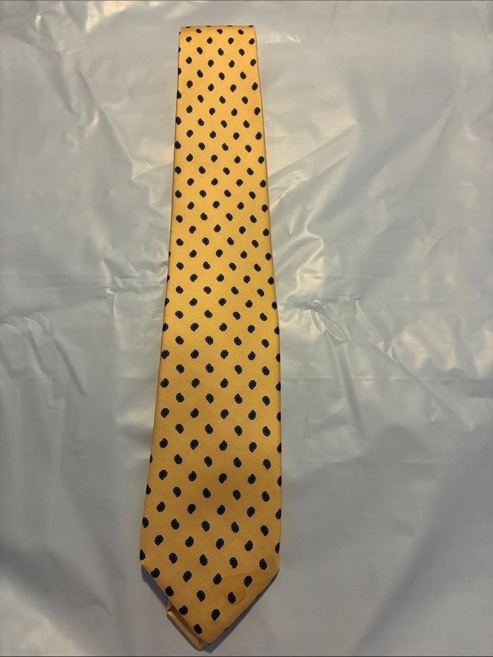 CROMWELL Yellow Tie with Navy Dot Pattern
