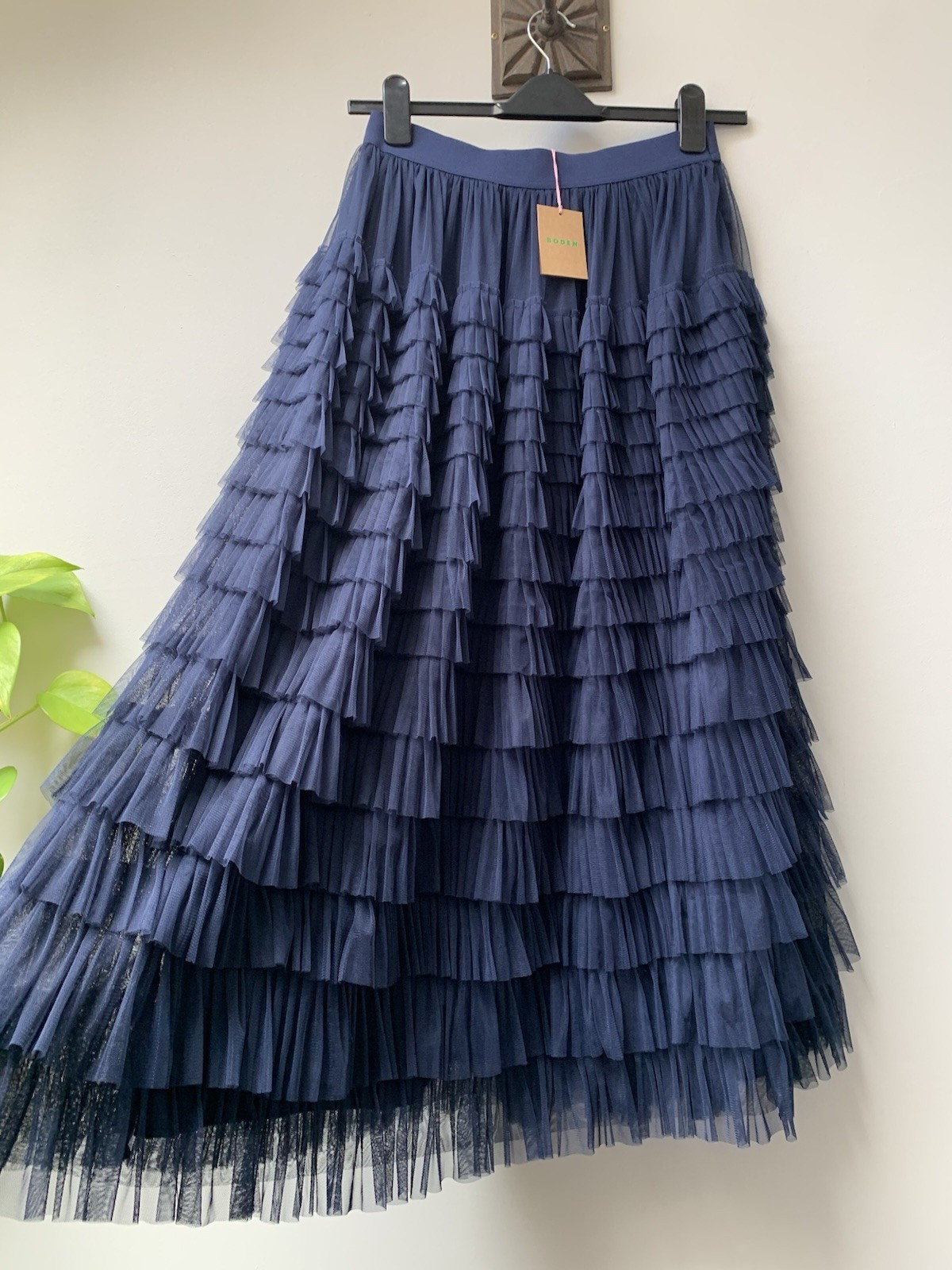 Boden Tiered Tulle Maxi Skirt Size UK 12 Reg Navy Blue Princess New With Tags