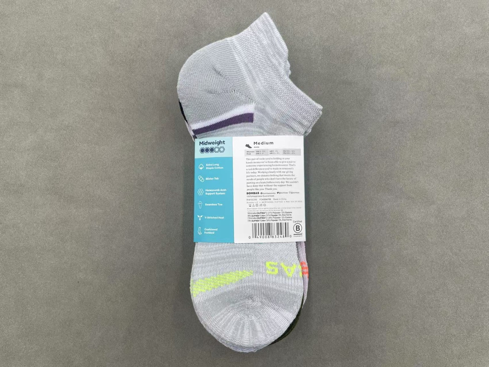 4 pairs BOMBAS Women’s All-Purpose Performance Ankle socks Size Medium 4 Colors