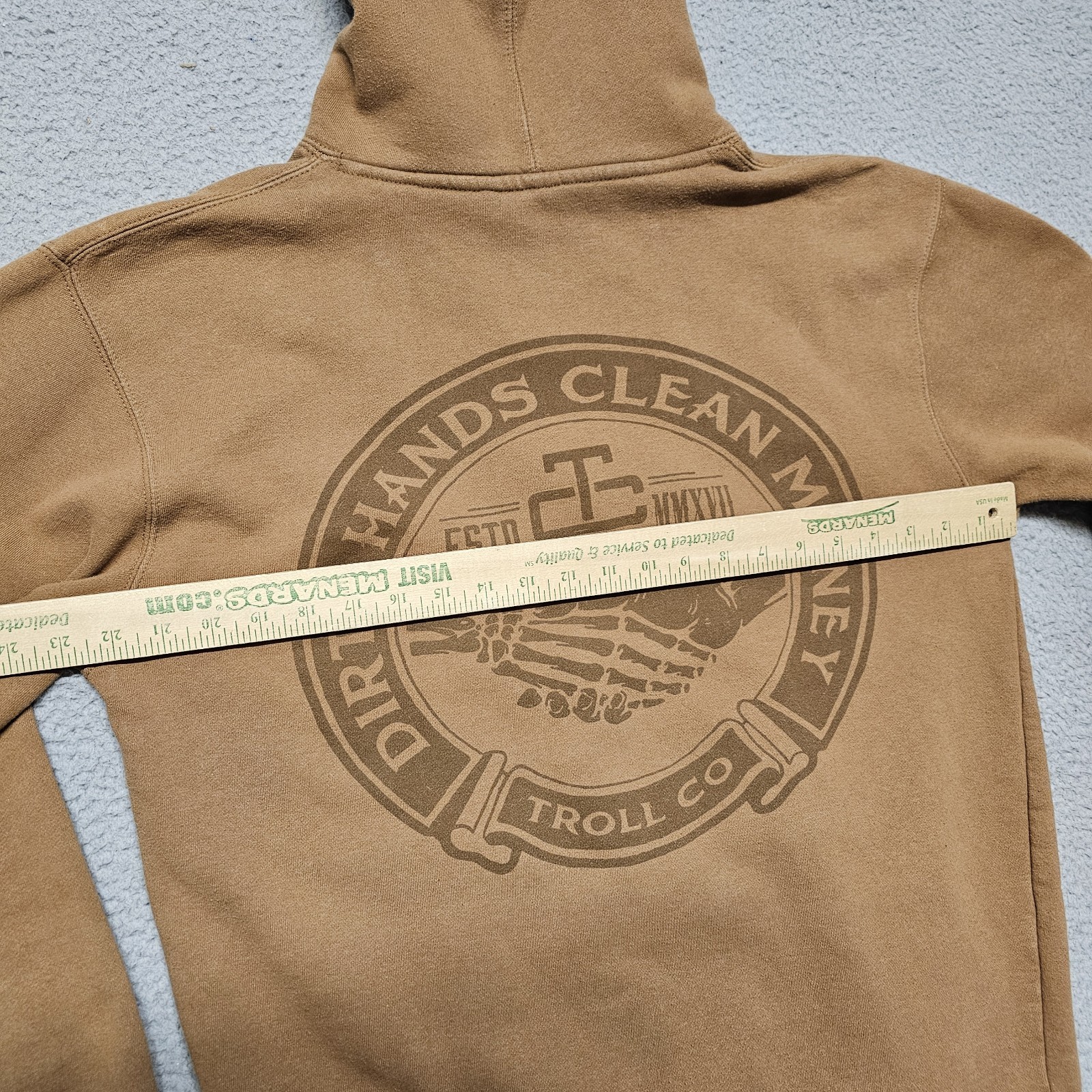 Troll Co Hoodie Mens Medium Pullover Sweatshirt Dirty Hands Clean Money Graphic