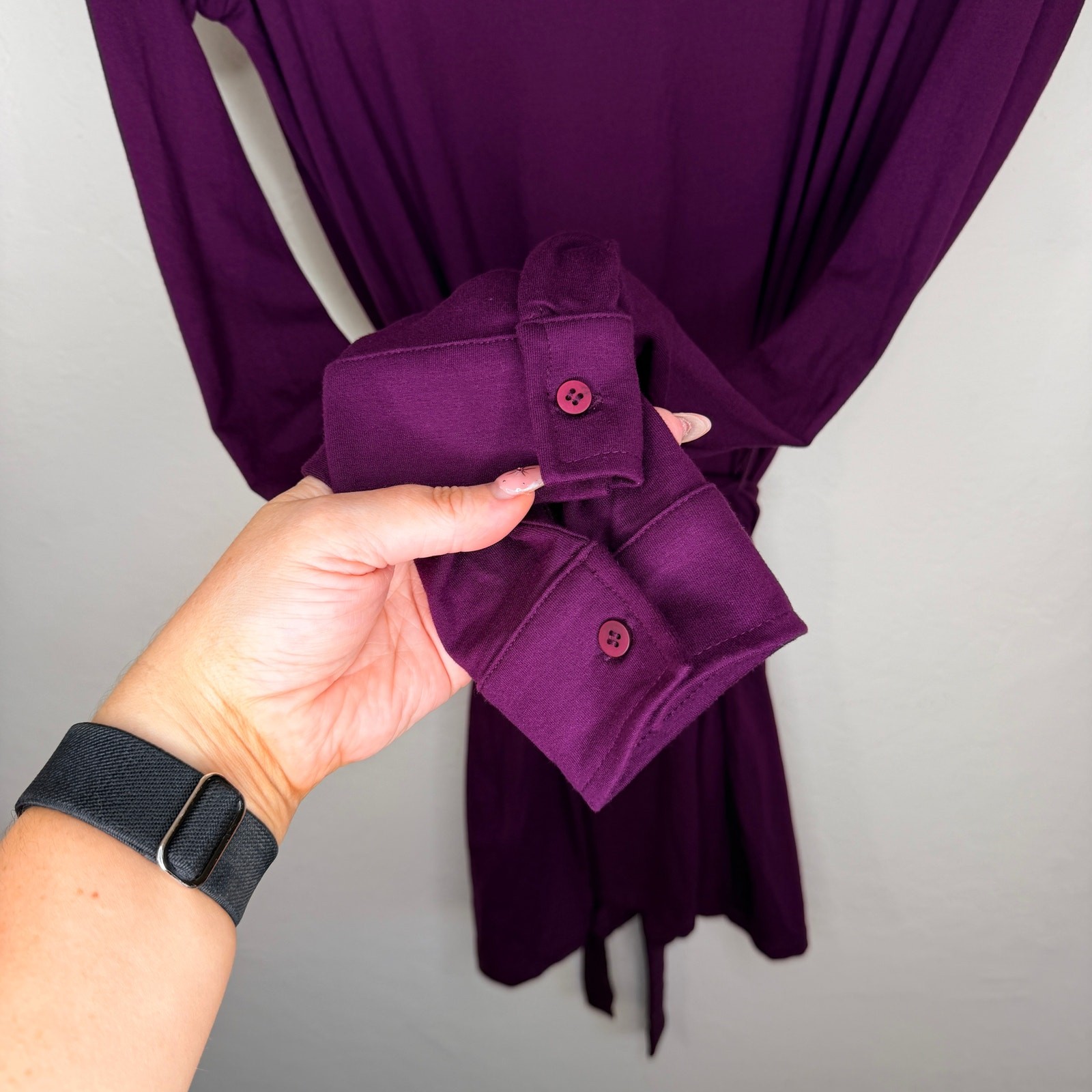 NWT Long Tall Sally Button Down Purple Belted Tie Waist T Shirt Tunic Mini Dress