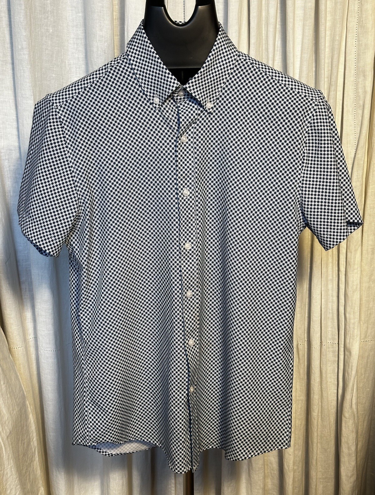 Denim&Flowers Ricky Singh Men’s S Sleeve Blue White Shirt Sz S Pre-owned