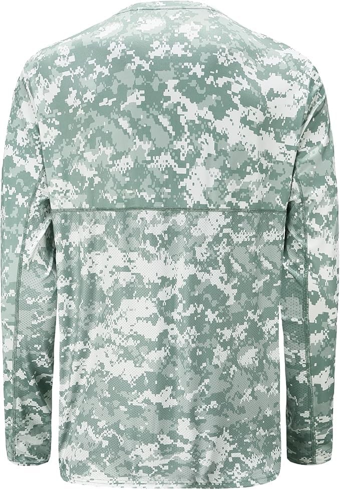 UPF 50+ Fishing Shirt for Men, Quick Dry Long Sleeve Rash Guard with Mesh Panels