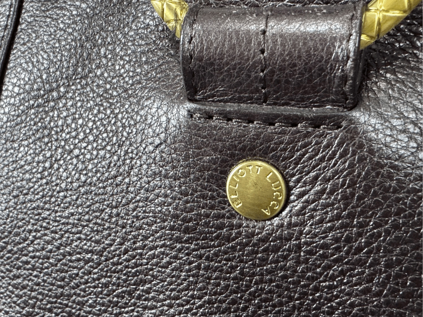 Elliott Lucca Brown Sheen 100% Leather Tote Shoulder Bag