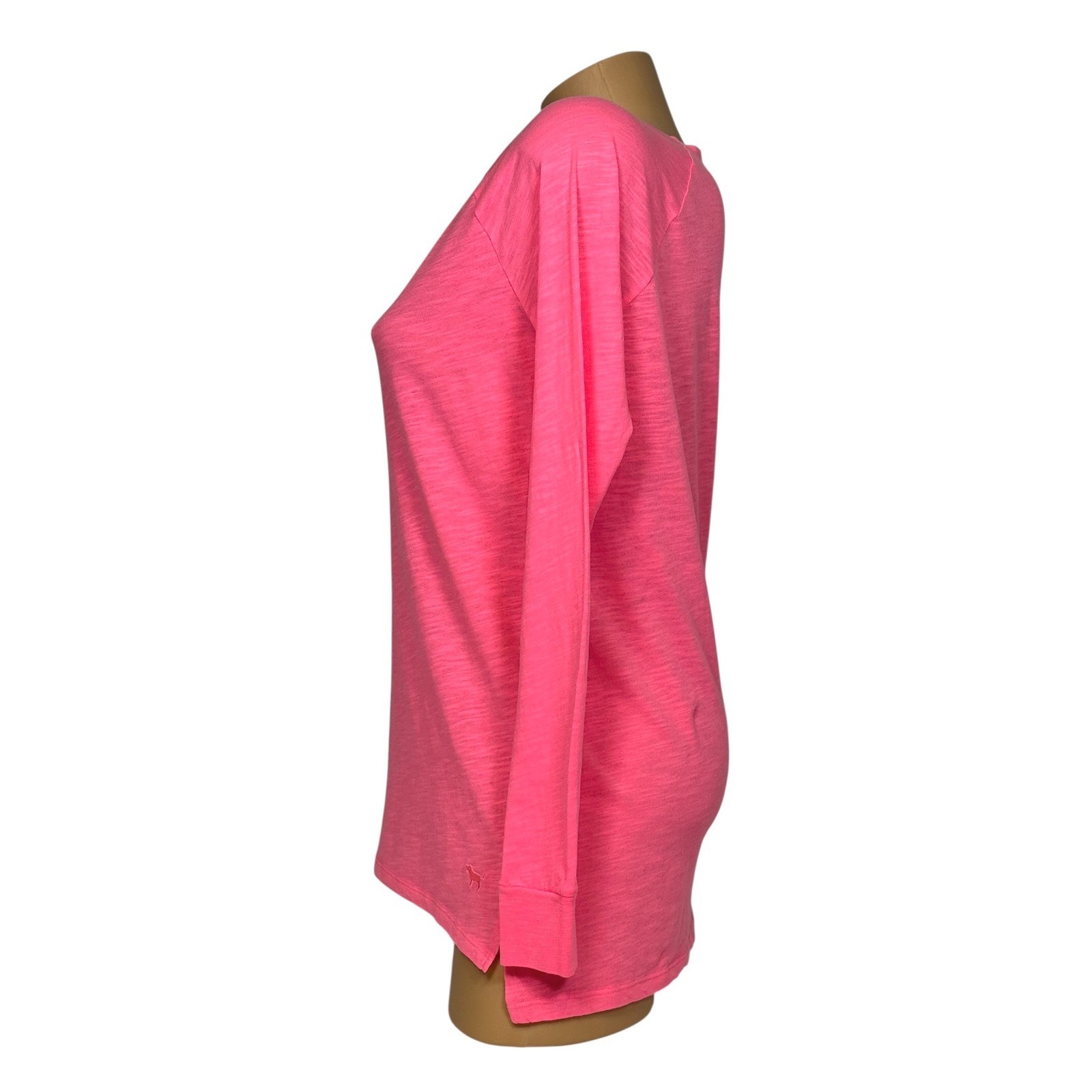 Victoria’s Secret PINK Long Sleeve V-Neck T-Shirt 2 Pack Red Neon Pink XS NEW