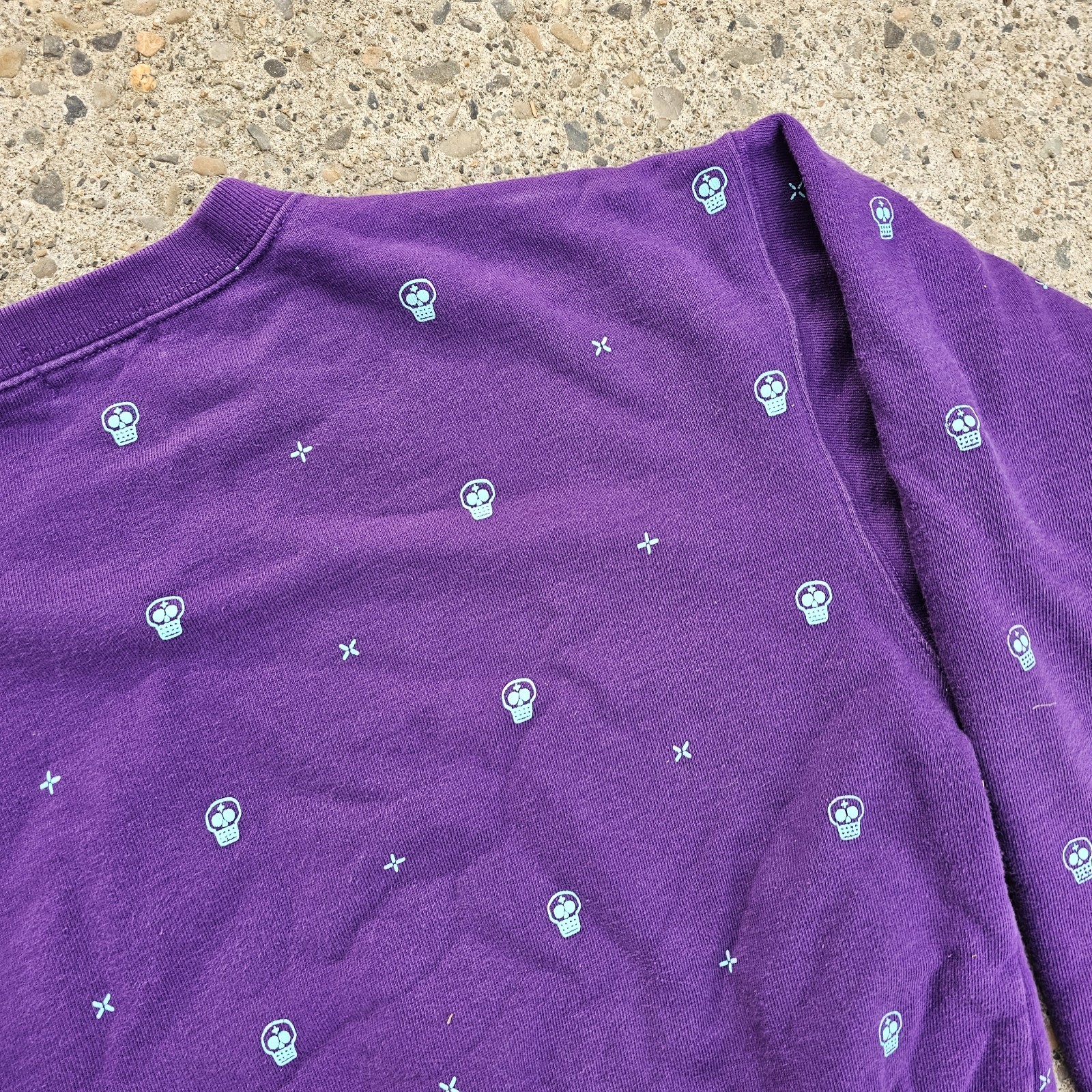 🔥 Vintage Y2K Manik Skateboards Crewneck Sweatshirt Purple Skulls AOP Men M 🔥