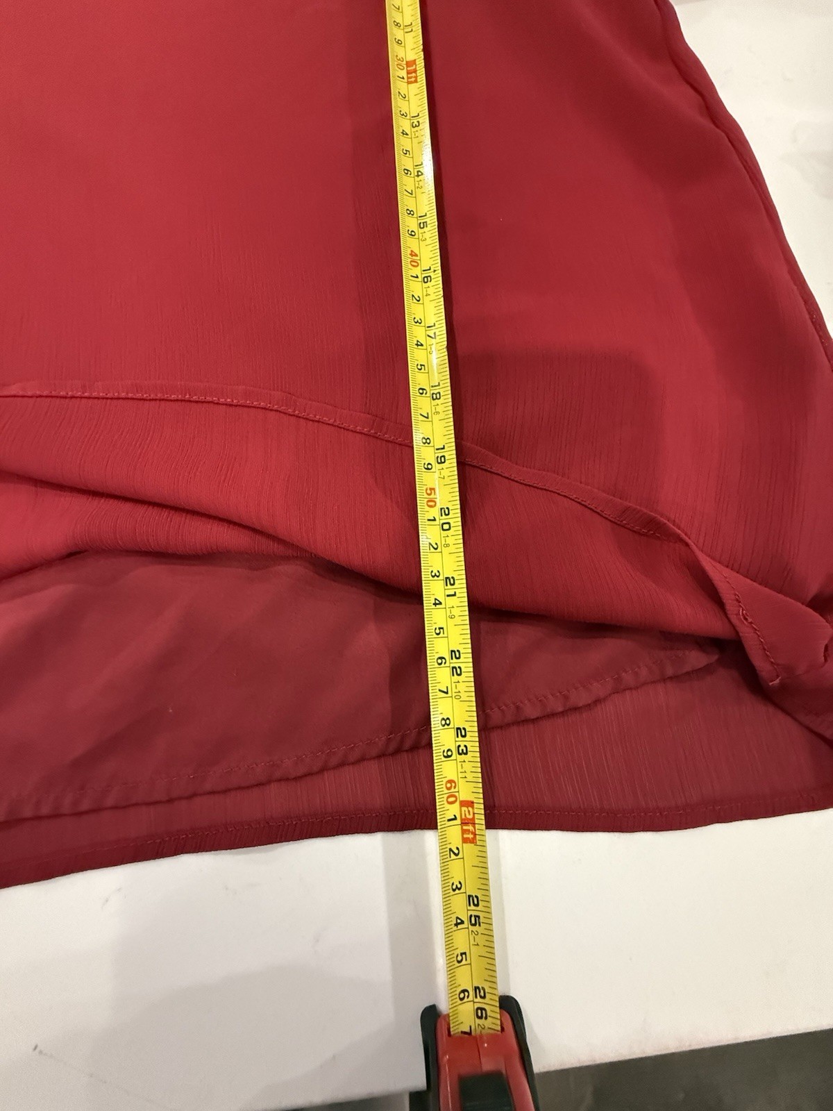 Aifer Top Womens M Cranberry Red Pleated Balloon Sleeves Dainty Flowy Lined EUC