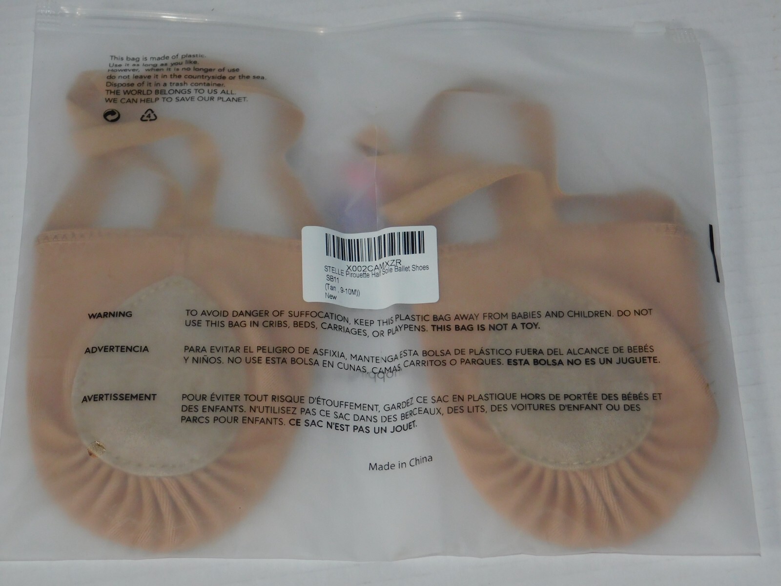 Stelle Pirouette Half Sole Ballet Shoes Tan 10.5 11 11.5 (Adult Size)
