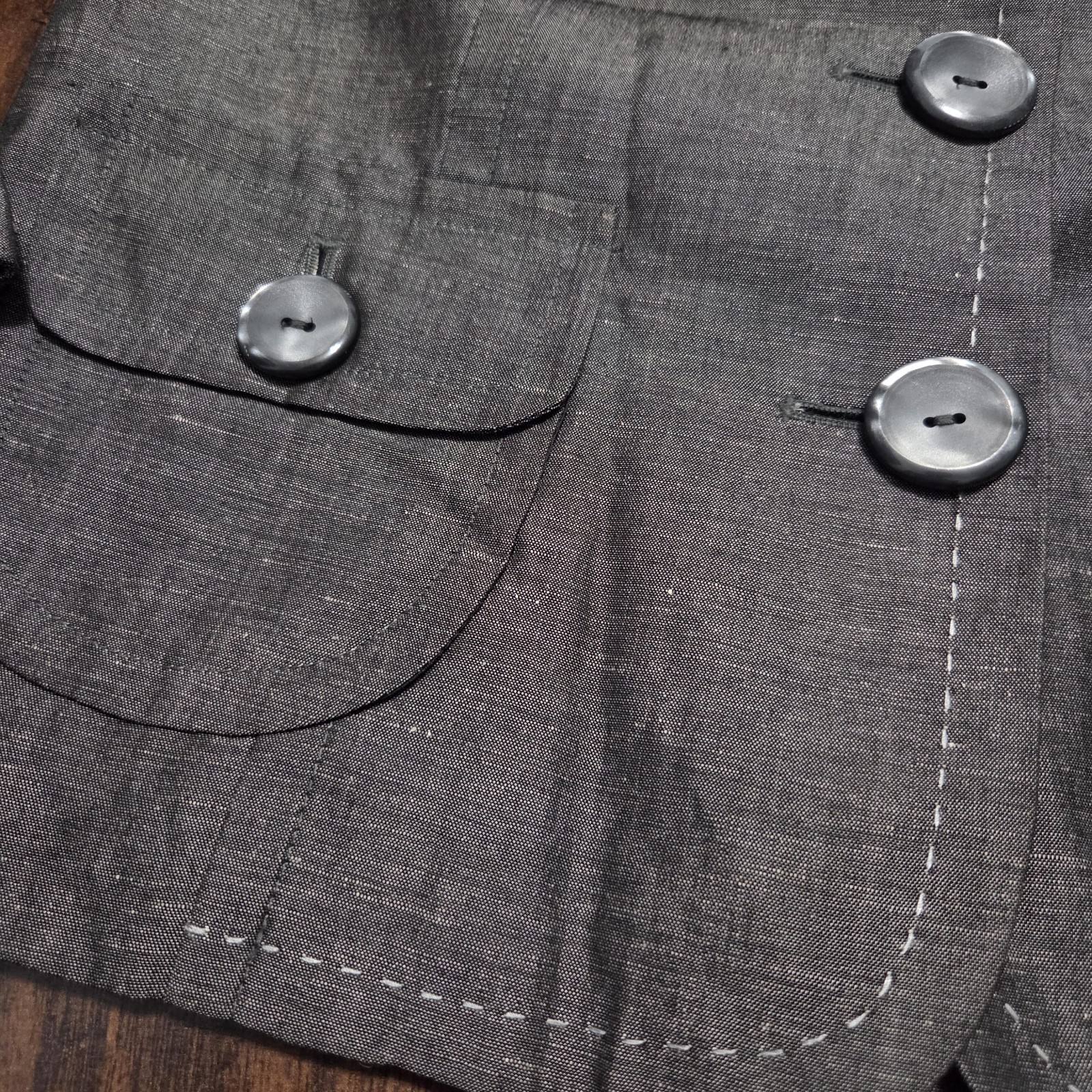 Willi Smith Y2K Gray Linen Blend Skirt Suit Set Size M