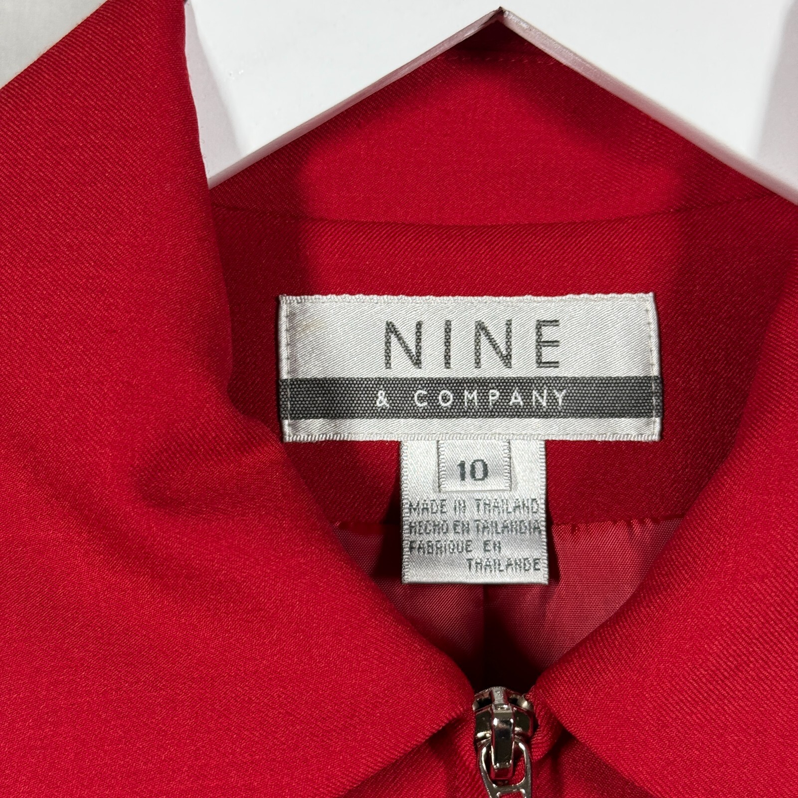 Nine & Company Jacket Womens 10 Red Casual Collared Padded Chic Work Office
