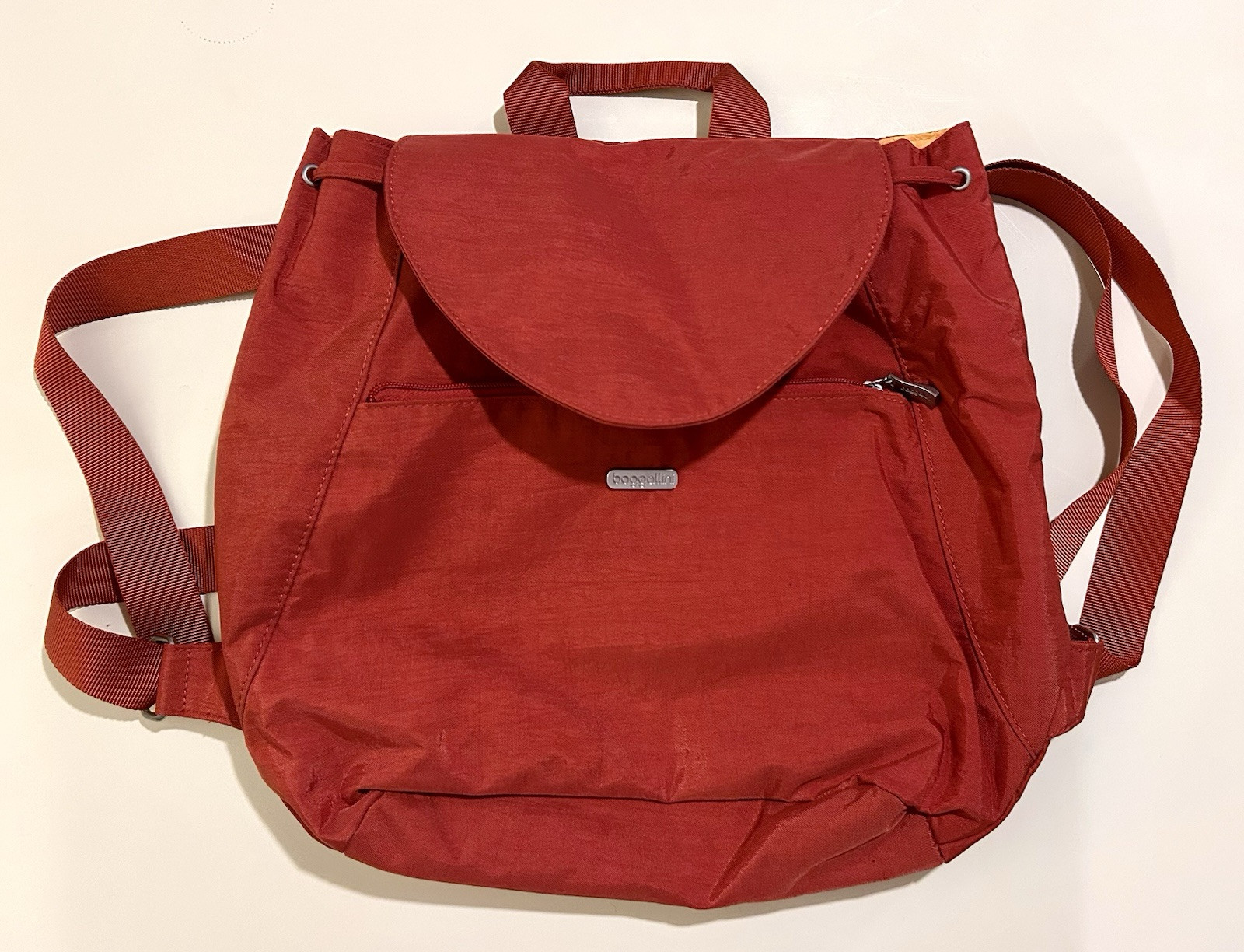 Baggallini Red Cinch Backpack w/ Padded Laptop/Tablet Compartment & Flap Closure