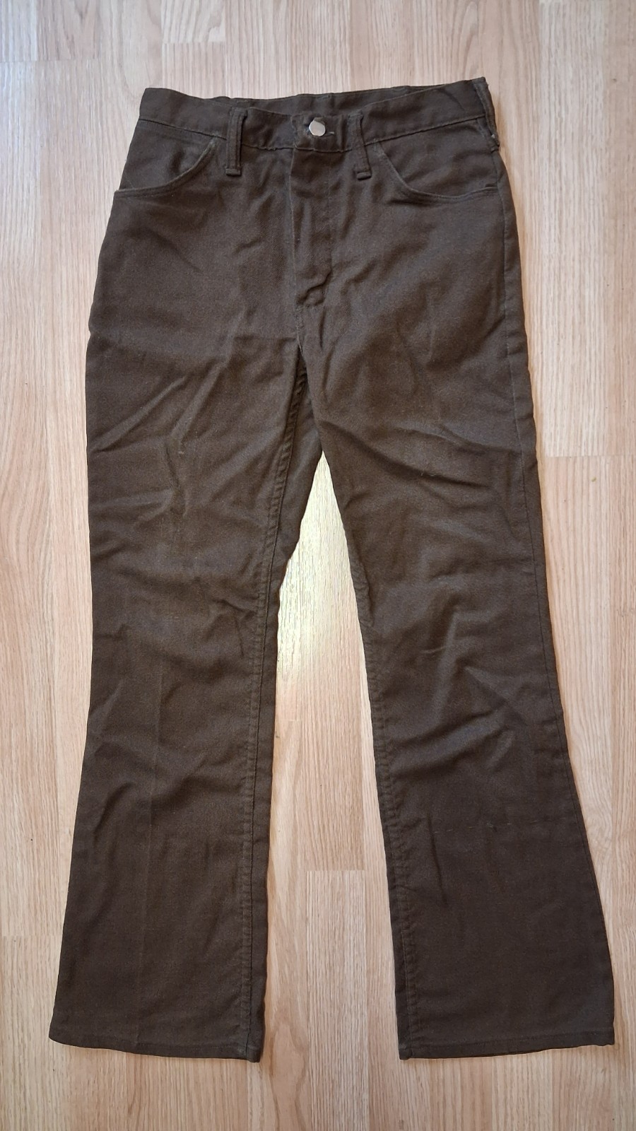 Vintage 70s Wrangler Brown Bootcut Jeans USA Made Talon Zip 30×31