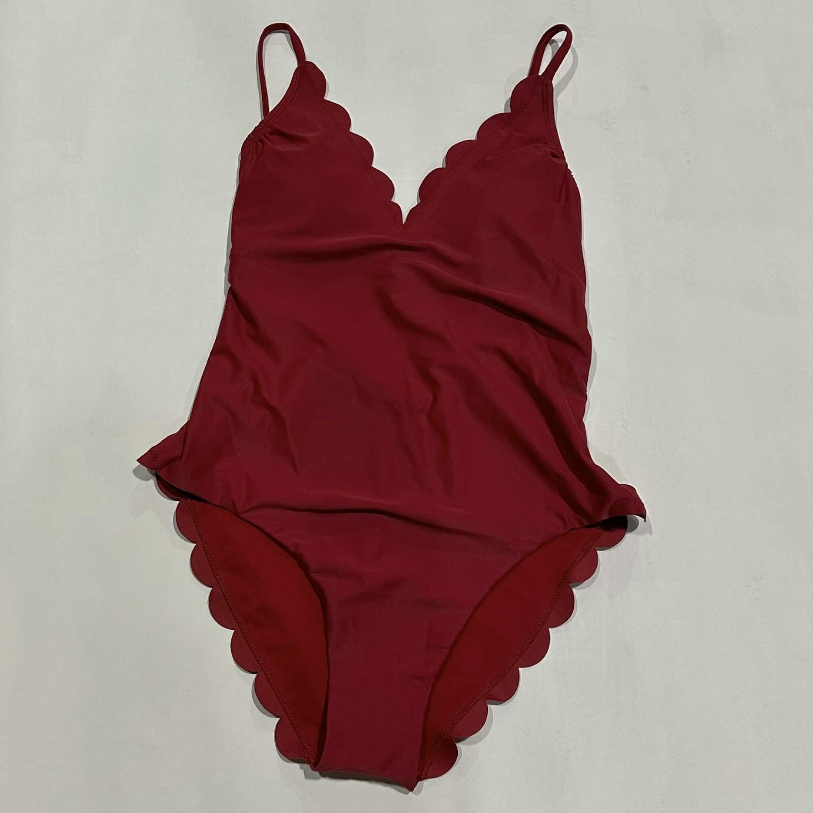 Women’s Scallop One Piece Swimsuit – Xhilaration Red L