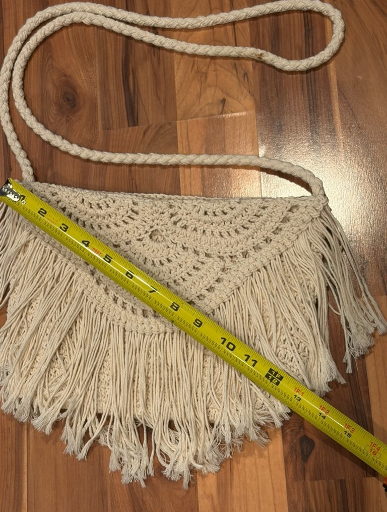 Y2K Boho Bag Macrame Fringe Crossbody Coastal Beach a.n.a.