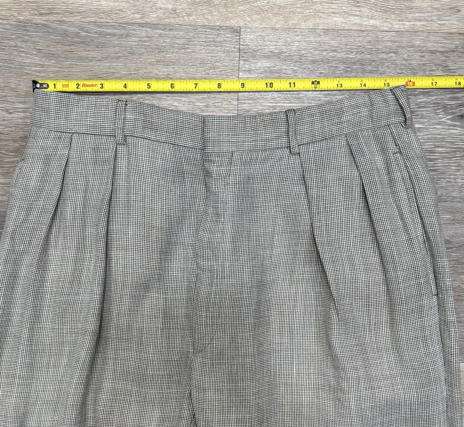 VTG Polo Ralph Lauren Pants Men 32×31*Gray Check Pleated Cuff Made in Italy READ