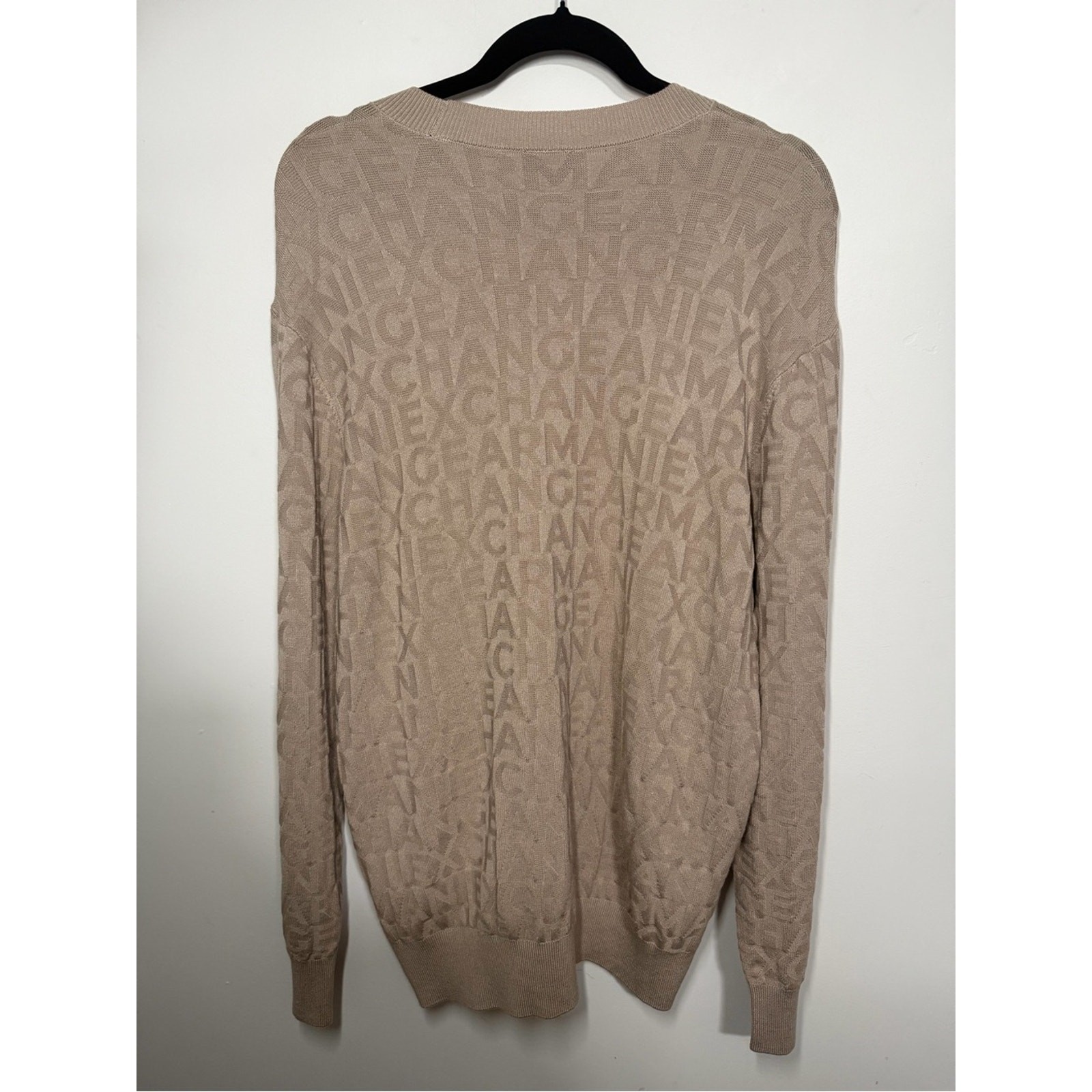 Armani Exchange Beige Taupe Logo Knit Top